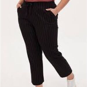 Torrid Black Stripe Twill Drawstring Crop Pant